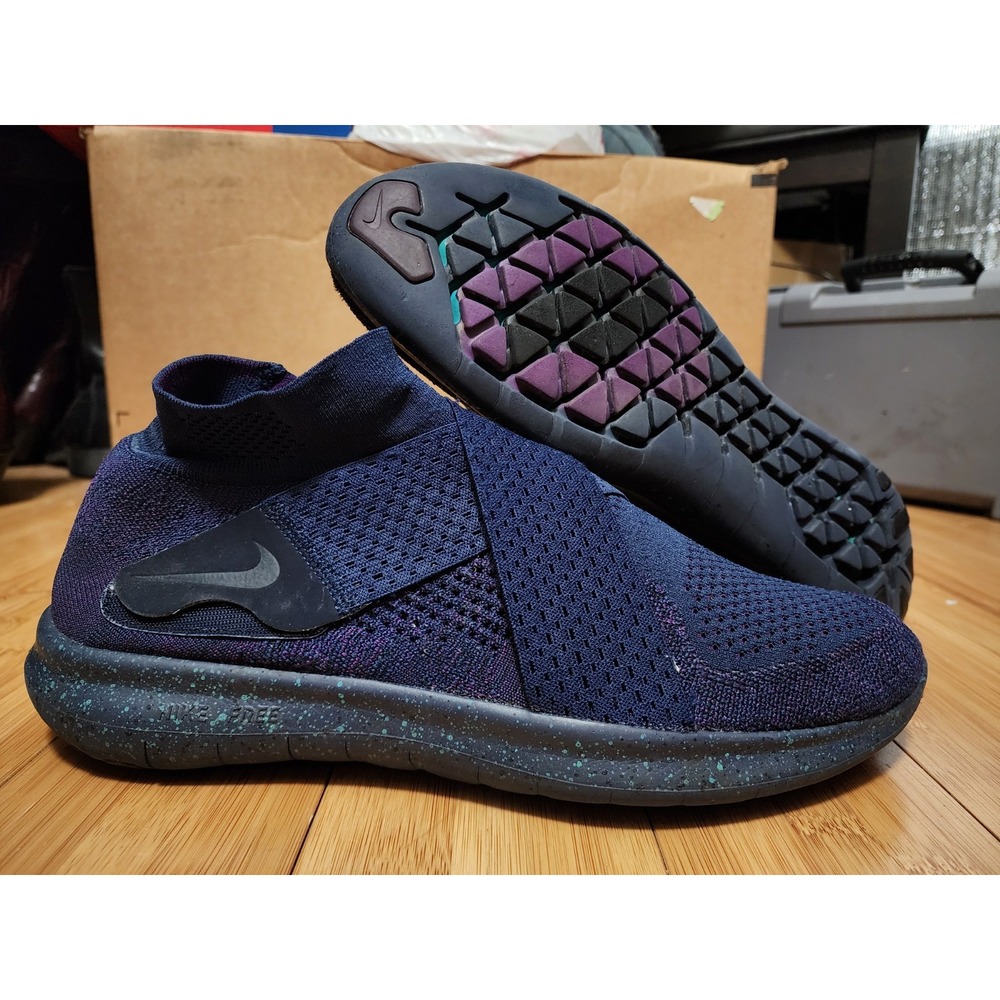 Nike Free RN Motion Flyknit Mens 11 Running Shoes Navy Purple 883291-402